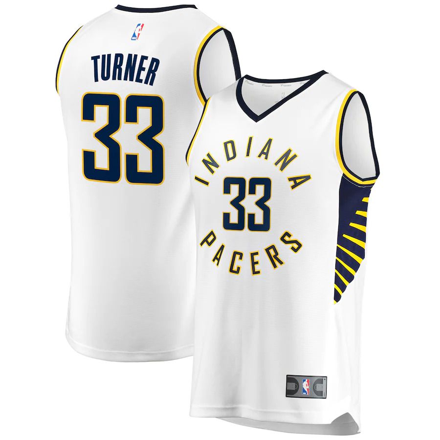 Men Indiana Pacers 33 Myles Turner Fanatics Branded White Fast Break Replica NBA Jersey